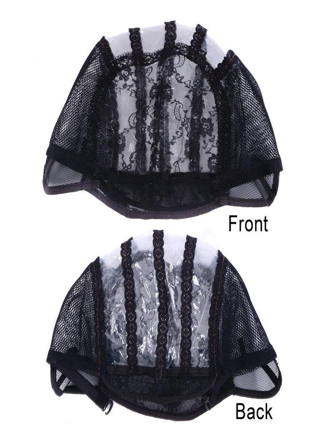 ياتشيو YANTAISIYU قطعتان/عبوة من أغطية الشعر المستعار لصنع الشعر المستعار مع شريط مطاطي في الخلف، أغطية شعر مستعار سهلة التضفير وجيدة التهوية مع بلاستيك (أسود S 21 بوصة) - Image 4